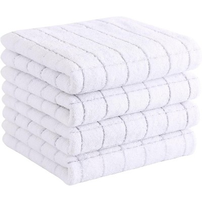 4-Pack Cotton Terry Kitchen Towels, Checkered Designed Soft and Super Absorbent Dish Towels, 13x28 inches