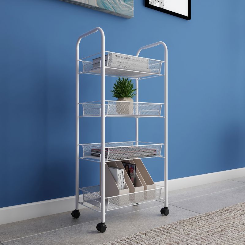 Hastings Home Tiered Rolling Storage Cart - Mobile Space Saving Organizer for Kitchen, Office, Garage, and Bathroom, 4 of 9