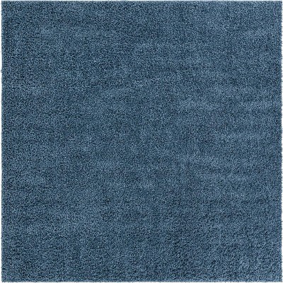 Marine Blue Square Shag Synthetic Easy-Care Rug