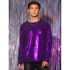Lars Amadeus Men's Crew Neck Long Sleeves Party Clubwear Sparkly Sequins T-Shirt - 2 of 4