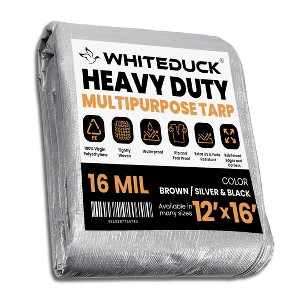 WHITE DUCK 8 oz Poly Tarpaulin Heavy-Duty Waterproof All-Weather Tarp for Construction, Farm, Commercial or Outdoor Use with Brass Eyelets - 1 of 4