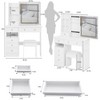 Makeup Vanity Desk with Mirror and LED Lights, Vanity Table Set with 6 Drawers & Open Shelves & Cushion Stool - 2 of 4