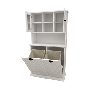 Dexmalle Two-Compartment Tilt-Out Dirty Laundry Basket Tall Bathroom Cabinet - 1 of 4