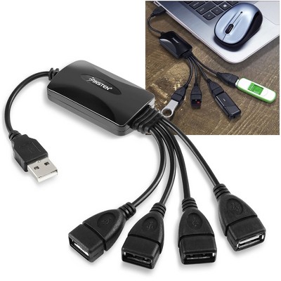Insten Octopus 4 Port USB 2.0 Hub, Black