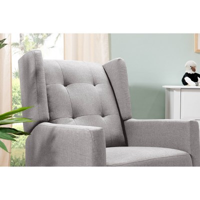 Misty Grey Swivel Recliner with Wood Base
