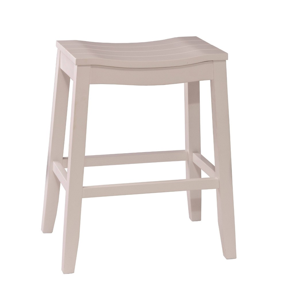 30" Fiddler Backless Barstool White - Hillsdale Furniture: Coastal Charm, Saddle Seat, Wood Legs