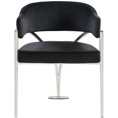 Madelyn Black Velvet Upholstered Arm Chair with Metal Frame
