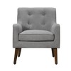 Woven Fabric Armchair with Tufted Back, Removable Seat Cushion and Wooden Legs for Living Room - 3 of 4