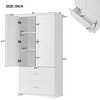 TiramisuBest Tall Bathroom Storage Cabinet, Cabinet with Two Doors and Drawers, Adjustable Shelf, MDF Board, White - 4 of 4