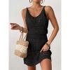 Summer Crochet Hollow Out Knit Beach Bathing Suit Swim Cover Ups Cruise Outfits Vacation Dresses for Women - 3 of 4