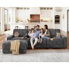Dyonery Oversized 120" Modular Sectional Sofa, Comfy L-Shaped Cloud Couch with Pillows & Movable Ottoman, Chenille - 2 of 4