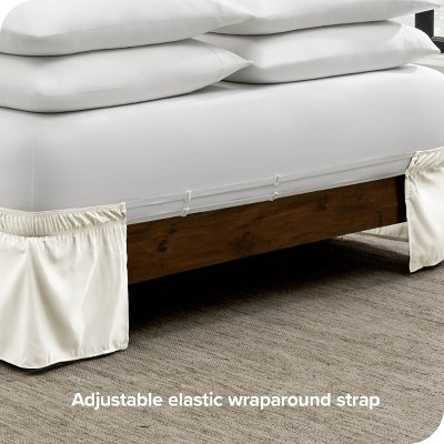 King Cream Polyester Ruffled Wrap Around Bed Skirt