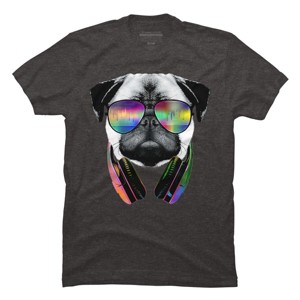 Men's Design By Humans Rainbow Beat DJ Pug By clingcling T-Shirt - 1 of 4