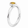 Black Bow Jewelry Sterling Silver Stackable Oval Citrine Solitaire Ring - 3 of 4