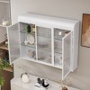 Modern Decorative Storage Cabinet, CENGHU 3-Door Arched Wall Mounted Glass Cabinet for Entryway, Living Room, Bathroom, Dining Room - 4 of 4