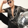 Campus Sutra Men Men's Midnight Black & Metallic Gold Metallic Ombre Shirt - 2 of 3