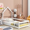 Dolonm Twin House-Shaped Floor Bed with Safety Rails - Wooden Low Profile Kids Bed, Easy Assembly - 3 of 4