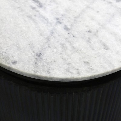 Granite Top White and Charcoal Racetrack Sideboard Cabinet