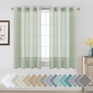 Natural Linen Blended Semi-Sheer Curtains Privacy Assured with Nickel Grommet for Living Room - 1 of 4