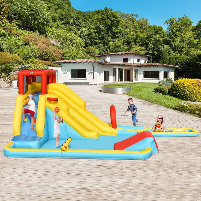 Costway 7 in 1 Inflatable Dual Slide Water Park Climbing Bouncer, 4 of 11