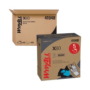 WypAll X80 Cloths, HYDROKNIT, POP-UP Box, 8.34 x 16.8, White, 80 / Box, 5 Boxes / Carton - 1 of 4