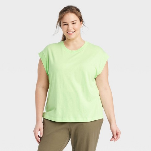 Women's Extended Shoulder T-shirt - A New Day™ Lime Xxl : Target