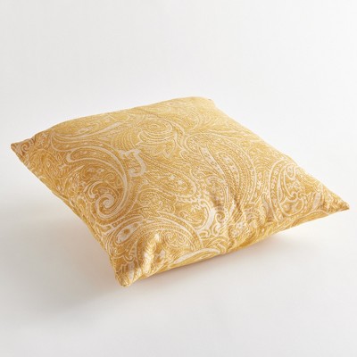 Ochre Paisley Jacquard Square Indoor Outdoor Pillow 24"