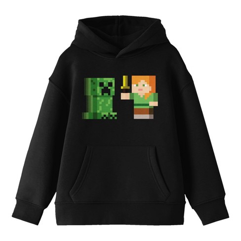 Minecraft Alex Versus Creeper Youth Black Graphic Hoodie Target