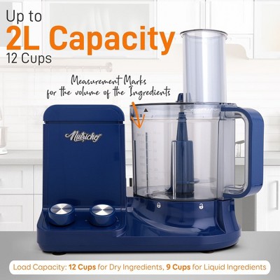 NutriChef Royal Blue Multifunction Food Processor with 2L Capacity