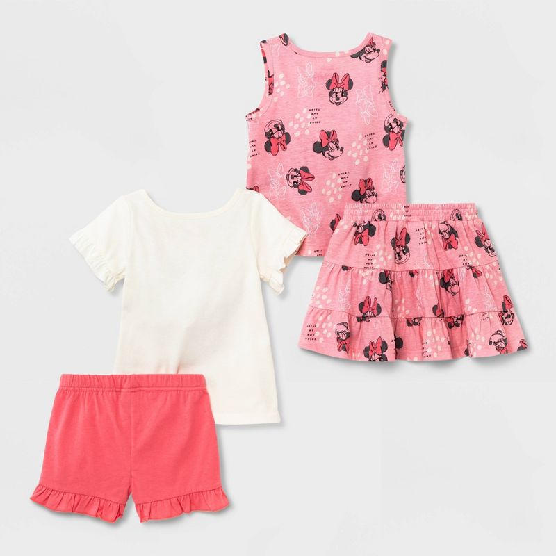 Toddler Girls' 4pc Minnie Mouse Solid Top and Bottom Set - Pink, 2 of 6