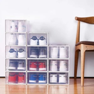 Foldable Shoe Box; Stackable Clear Shoe Storage Box - Storage Bins Shoe Container Organizer; 8 Pack; White - 1 of 4