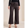 INSPIRE CHIC Women's Faux Leather Hight Waist Drawstring Straight Leg Pants with Pockets - 2 of 4