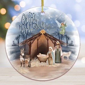 Oh Holy Night Nativity Religious Christmas Ornament, Birth of Jesus Decoration| OrnamentallyYou - 1 of 4