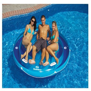 Swim Central Solstice Inflatable Round Jumbo Island Swimming Pool Raft Lounger - 84" - Blue - 1 of 4