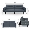 Vipbear Futon Sofa Bed,75.8" Linen Fabric Comfy Couch Bed,3 Seater Convertible Sleeper Sofa with Adjustable Backrests,Modern Folding Loveseat - 2 of 4