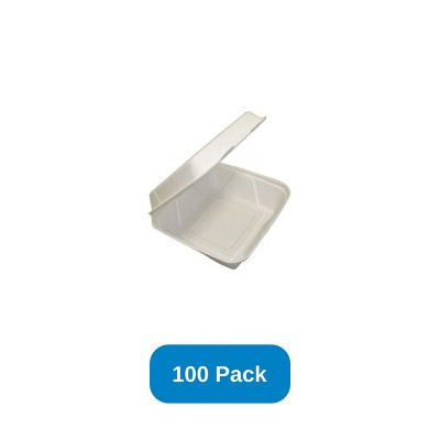 StalkMarket 8" x 8" x 3" Clamshell Single Compartment Sugarcane - Pack of 100