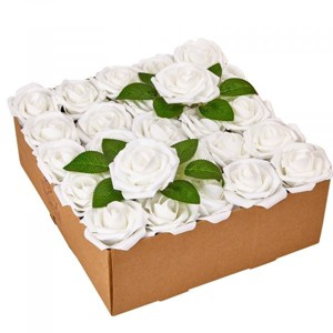 RCZ Décor Artificial Foam Roses for Decoration, Attractive Fake Flowers for DIY Wedding Centerpieces, Includes: 50 Roses with Stems and 20 Leaves - 1 of 3