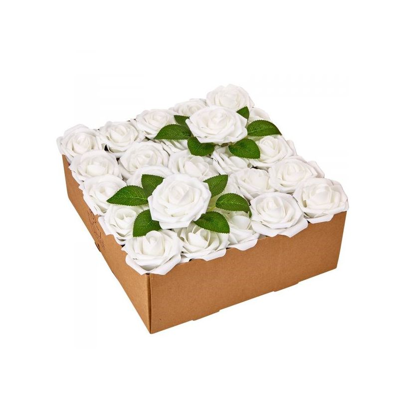 RCZ Décor Artificial Foam Roses for Decoration, Attractive Fake Flowers for DIY Wedding Centerpieces, Includes: 50 Roses with Stems and 20 Leaves, 1 of 6