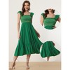 INSPIRE CHIC Women's Boho Square Neck Ruffle Trim Flowy Smocked Midi Sundresses - 2 of 4