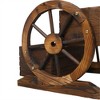 YONWAY Wooden Wagon Planter Box, Garden  with Wheels, Decorative Planter for Flowers Herbs Vegetables - 4 of 4
