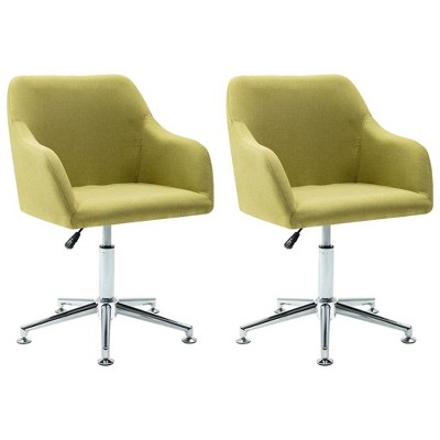 vidaXL Set of 2 Swivel Dining Chairs - Green Fabric Upholstery, Ergonomic Design, Adjustable Heigh