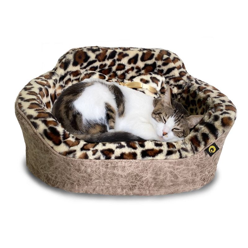 Precious Tails Leopard Princess Cat and Dog Bolster Bed - Taupe, 1 of 6