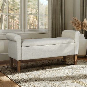 CAVINAS Storage Bench Ottoman with Storage Upholstered Ottoman Bench - 1 of 4