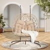 Double Patio Swing Egg Chair With Stand,Wicker Hanging Basket Chair With UV Resistant Cushions,Hammock Chair -Maison Boucle - 2 of 4