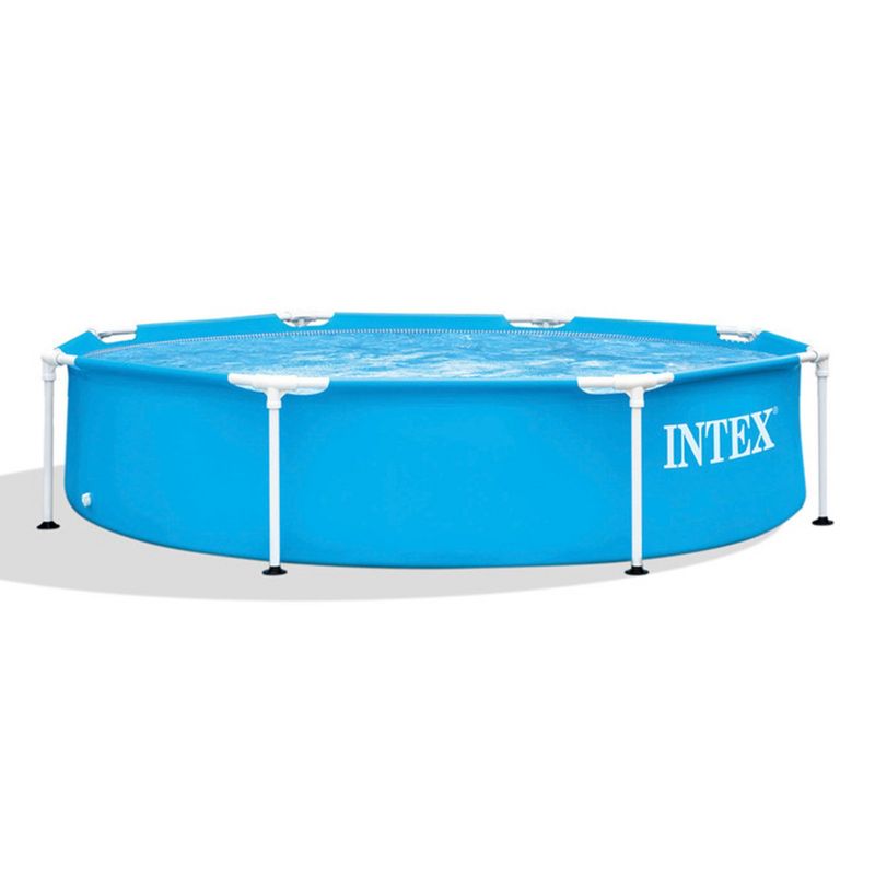 Intex 28205EH 8 Foot x 20 Inch Round Metal Frame Outdoor Backyard Above Ground Swimming Pool with Reinforced Sidewalls, Blue (Pool Only), 1 of 9