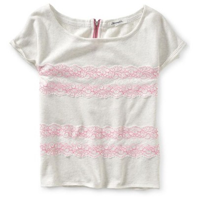 Aeropostale Womens Zip Lace Embellished T-Shirt