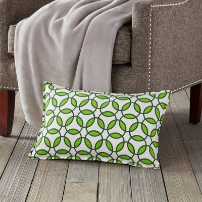 Green Rings Cotton Canvas 22"x14" Lumbar Throw Pillow