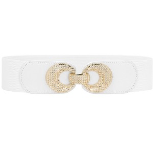 INSPIRE CHIC Women's Elastic Belt Alloy Double Ring Buckle Fashion Suitable for Skirt Dress - 1 of 4