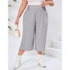 Coolmee Women Plus Size Palazzo Pants Wide Leg Smocked Waist Casual Loose Pants with Pockets - 3 of 4