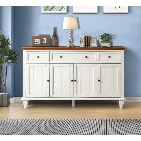 White sideboard with store wood top